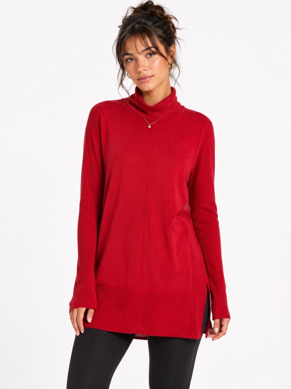 NWT Apt 9 Tunic Mock Neck Sweater (Deep Red) Size Medium